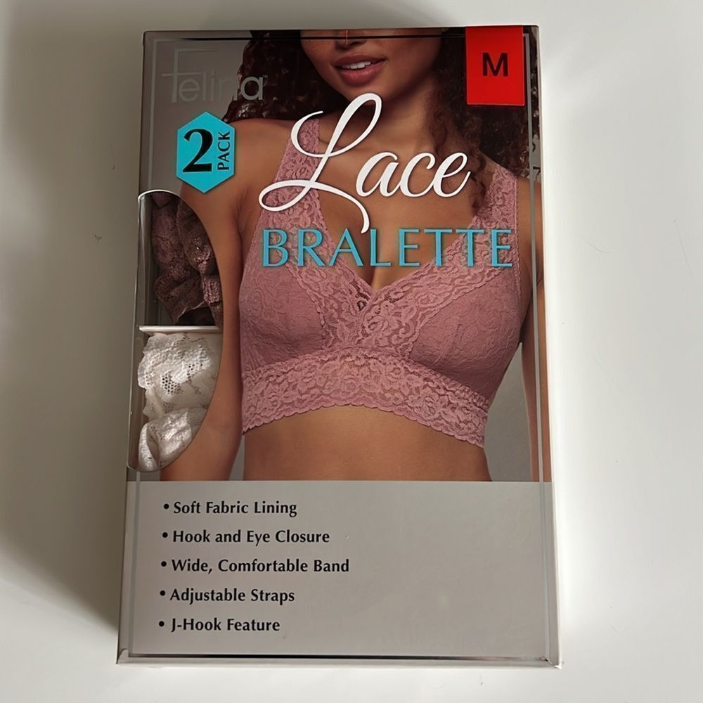 Felina Women’s 2 Pack Lace Bralette M